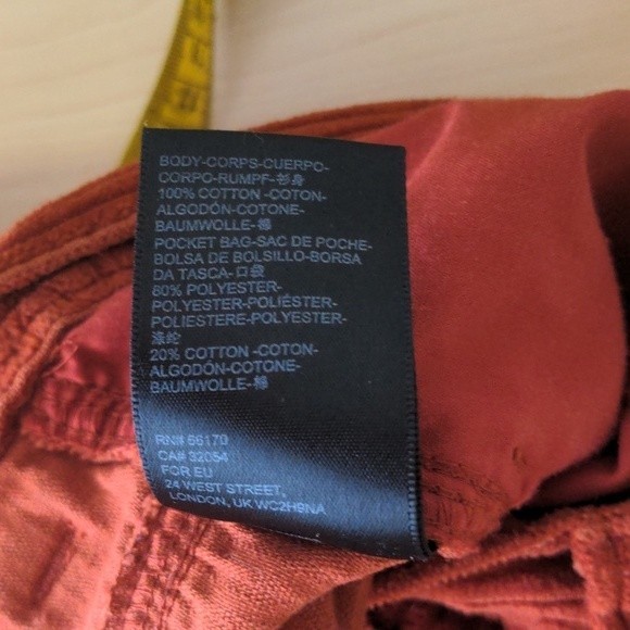 BDG Urban Outfitters Orange/Red Corduroy Straight Leg Mid Rise Pant Size 25 - Picture 10 of 15